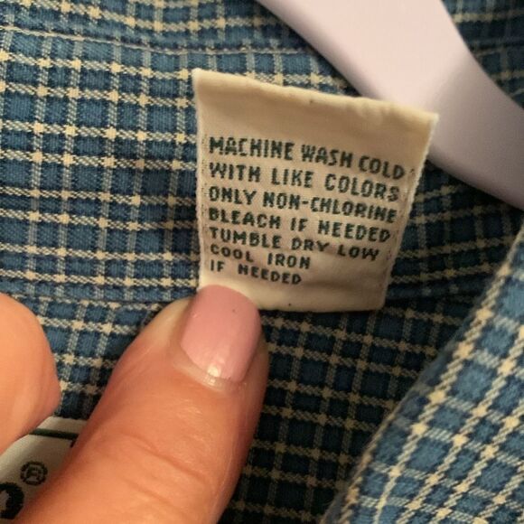 L.L. Bean Blue Casual Checkered Button Down Pocket Shirt Relaxed Fit Size XXL T - Picture 10 of 11